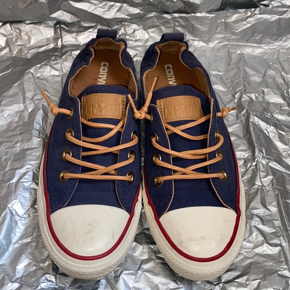 Navy blue, red and white converse. Worn four times.❤️ - Picture 6 of 7